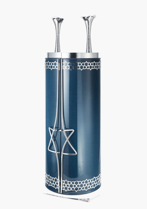 blue carbon fiber torah case with Magen David handles